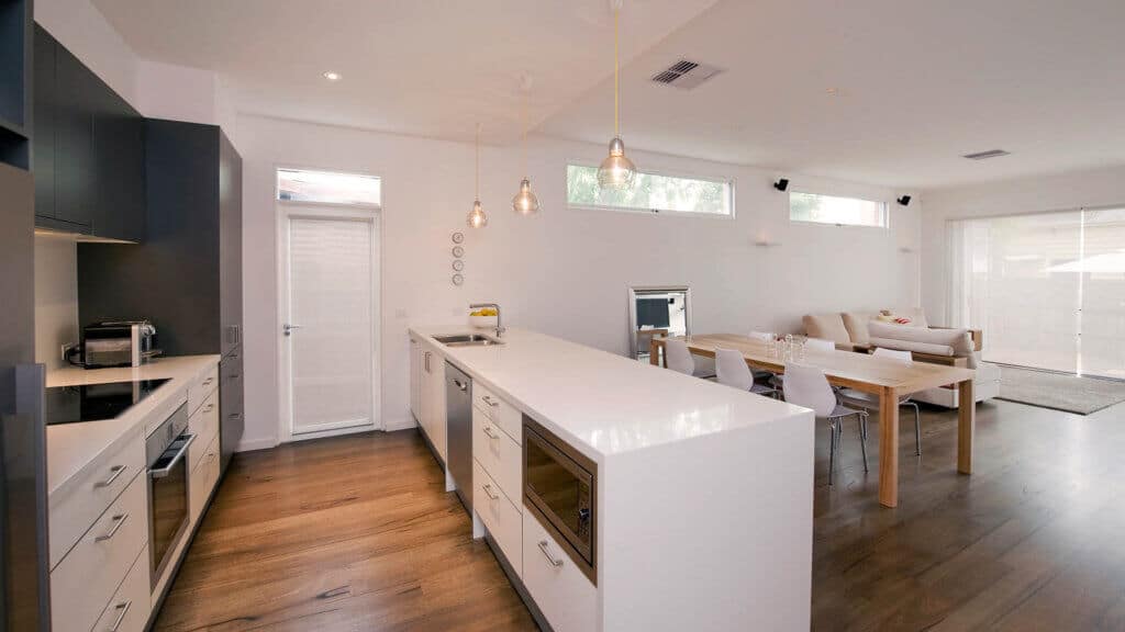 East Malvern demolition, extension and restoration - kitchen and lounge