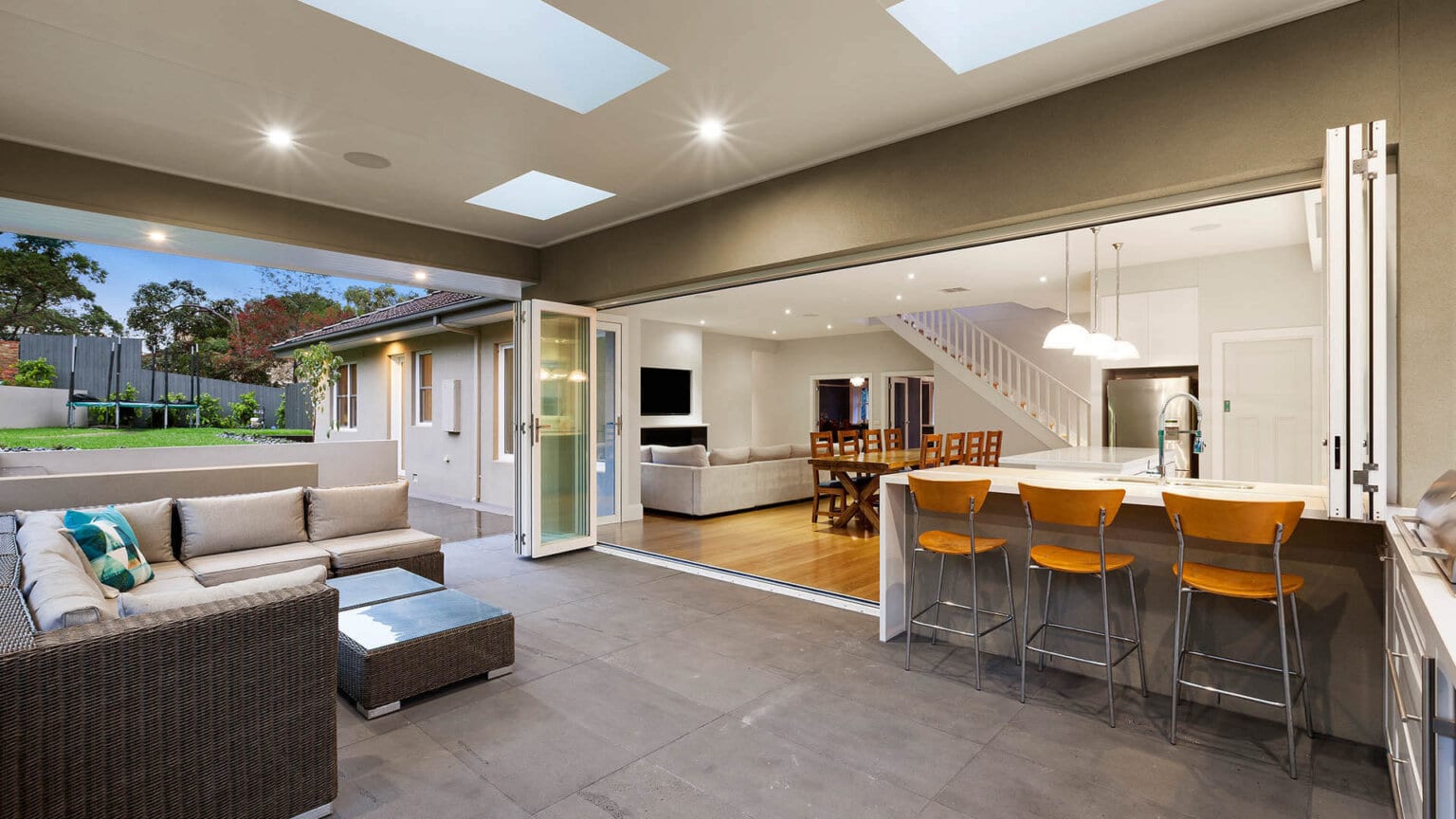 Glen Iris extension and renovation - outside and inside entertainment area