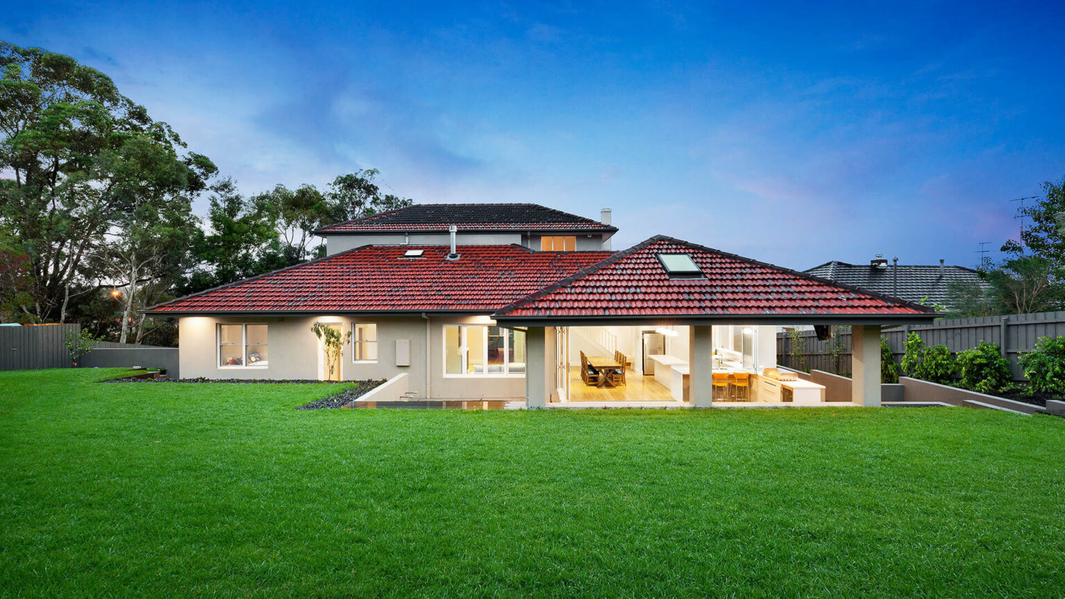 Glen Iris extension and renovation - view of house from lawn