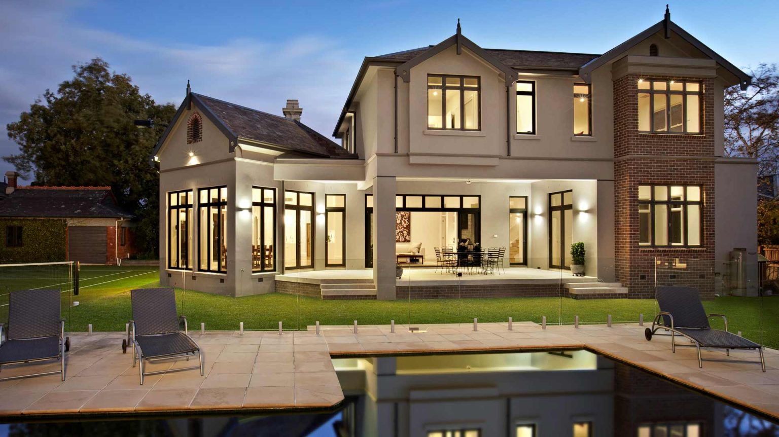 Hawthorn extension and renovations - view of house from the pool area