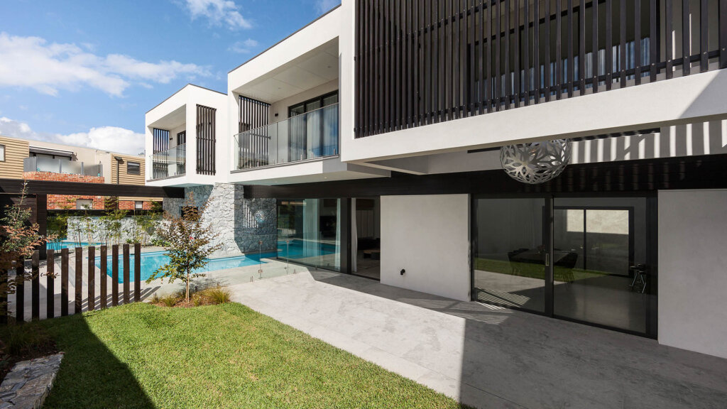 Port Melbourne Esplanade new build - view of house from outside on the lawn