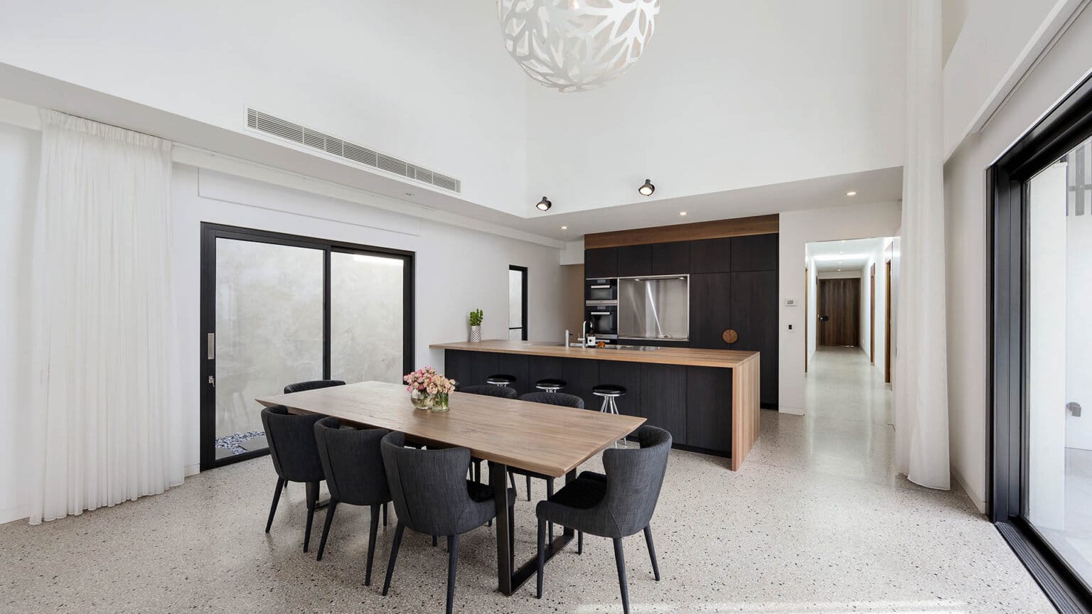 Port Melbourne Esplanade new build - diagonal view of kitchen and dining area