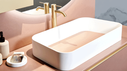 brushed brass high basin mixer