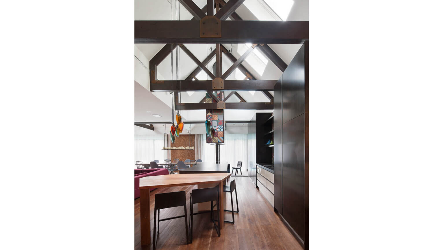 Malvern extensions and renovation - kitchen with high rafters