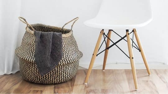 Laundry basket in master bedroom