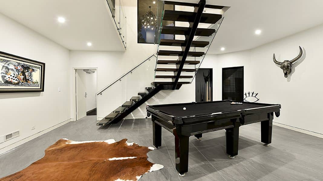 Games room in Wheelers Hill home renovation and extension